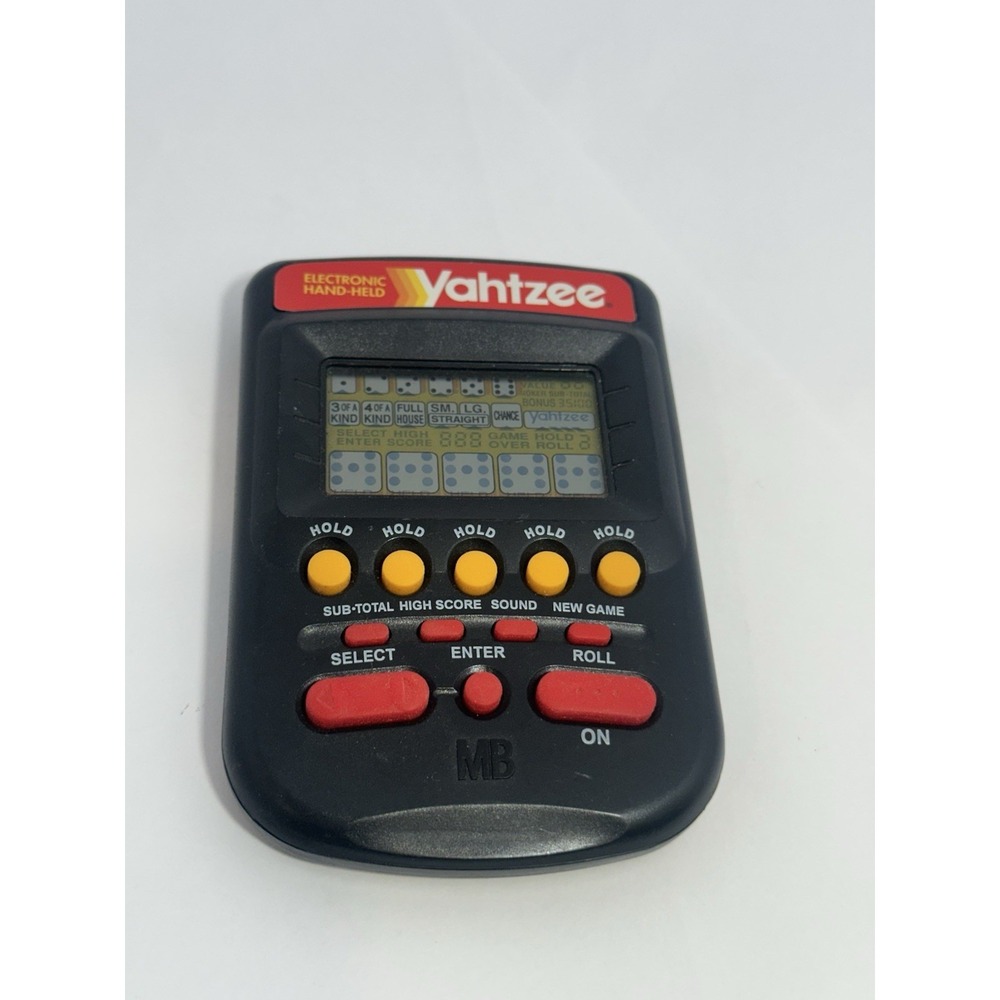 1995 Yahtzee Electronic Handheld Game Milton Bradley Black Tested